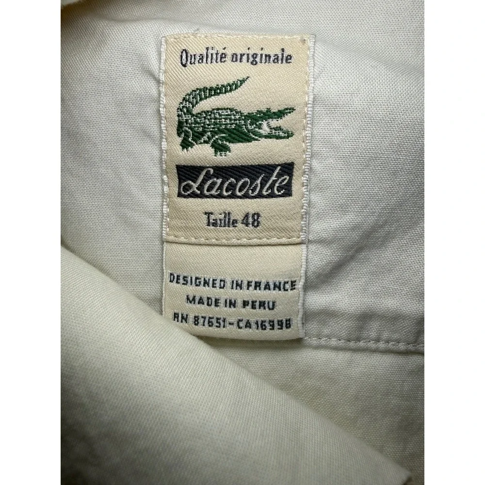 Lacoste Chino Shorts Mens Size 48 Khaki Cotton Twill Flat Front Classic Logo